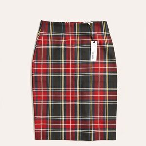 BB Dakota Red Plaid Tartan Pencil Skirt Size 2 EUR 32 NWT Classic Holiday Preppy